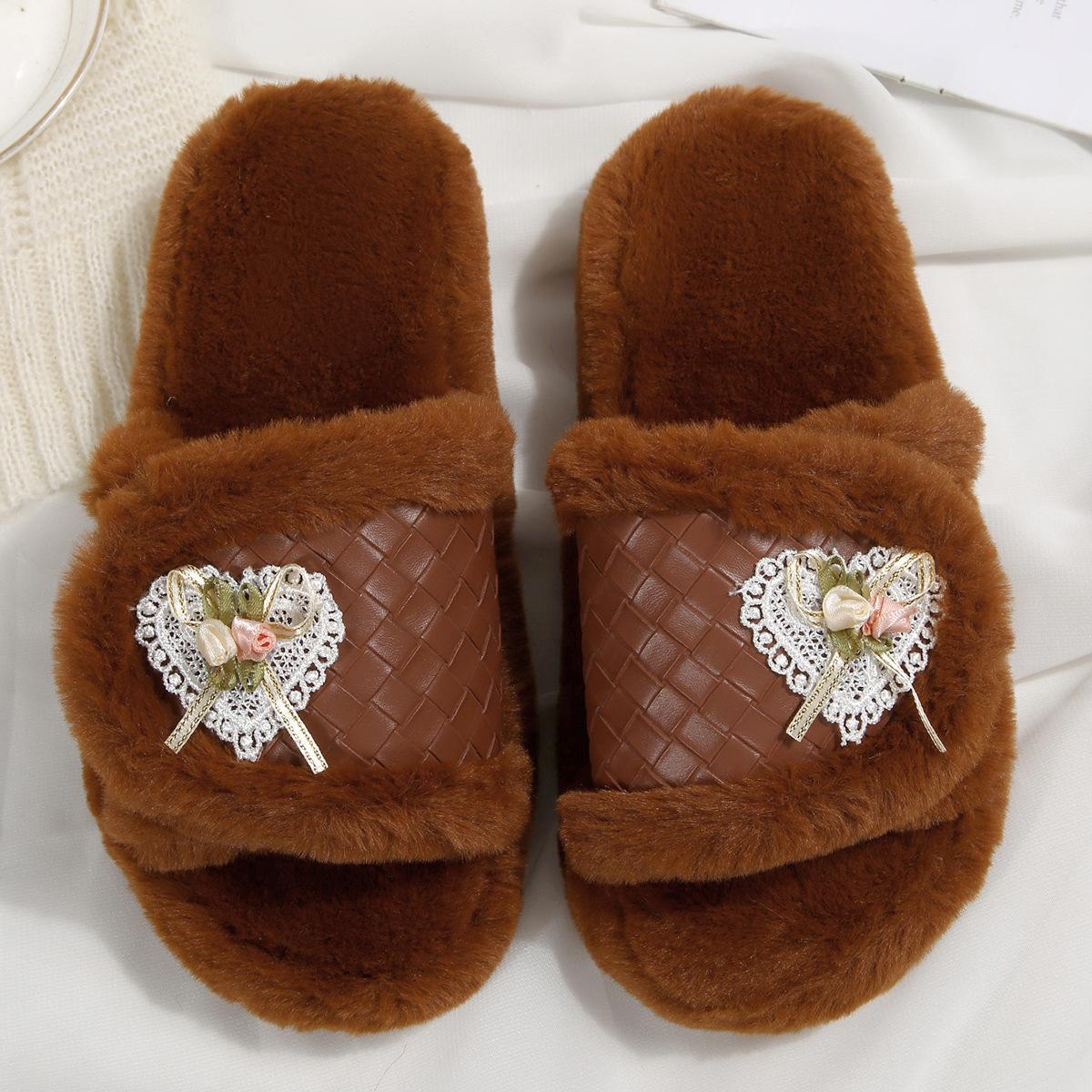 

2025 new Mao Mao slippers women wear slippers outside home love decorative women s shoes large size slippers women s shoes 41 светло-коричневого