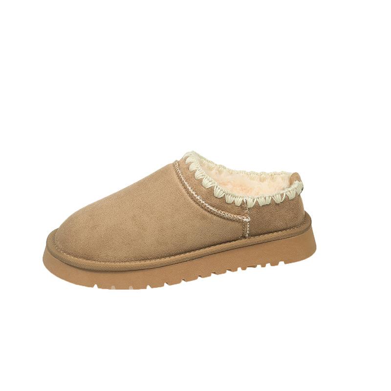 

Мини-снегоходы на толстой подошве с интегрированным мехом, женские зимние 2025 новые бархатные теплые нескользящие хлопковые туфли-хлебушки маст-хэв 40 хаки