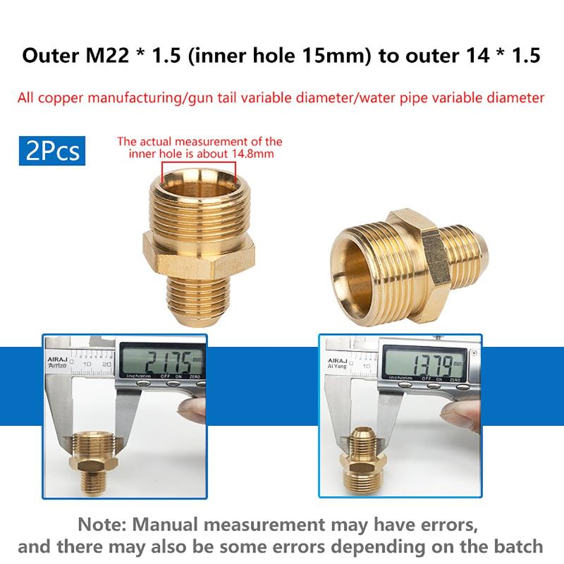 2Pcs Pressure Washer Adapter M22 X 1.5 Male Thread To G1/4 Inch Male Connector Brass Coupling Reducer Hose Connector Adapter For