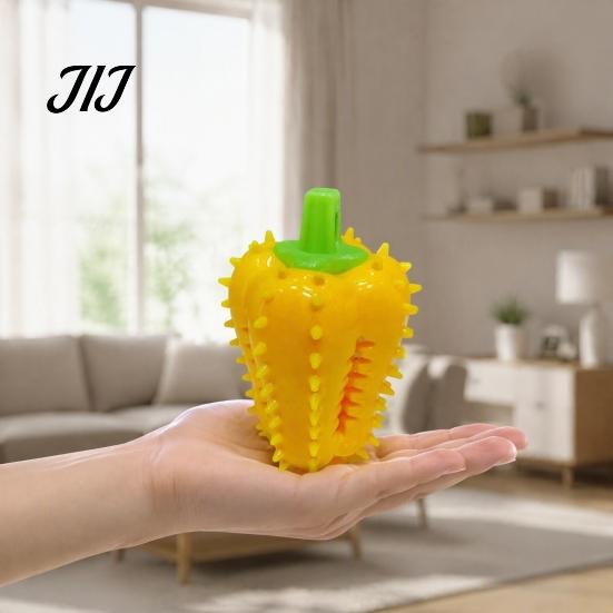 Indestructible TPR Dog Toys Spiky Chili Chew Toy, Treat Dispenser Durable Interactive Rubber Toy for Teeth Cleaning, Mental Stimulation Slow Feeder