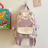 Cute Contrast Color Backpack Large Capacity Wear-resistant Students Schoolbag Nylon Multiple Pockets Travel Rucksack