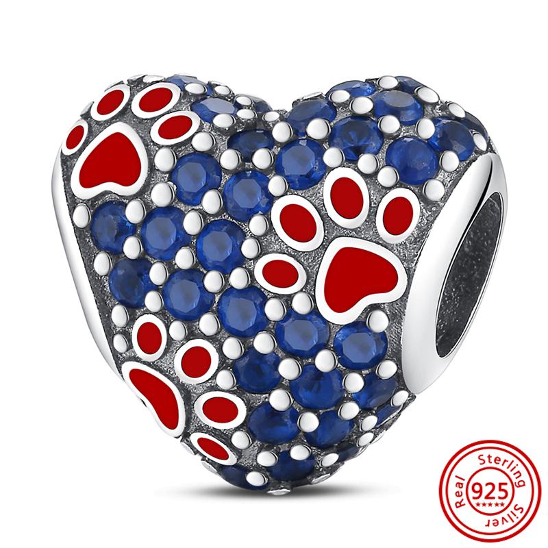 S925 Sterling Silver Mom Rose Print Pave Paw Sun Moon Vulture Butterfly Dangle Bead Fit Original  Bracelet Jewelry Making