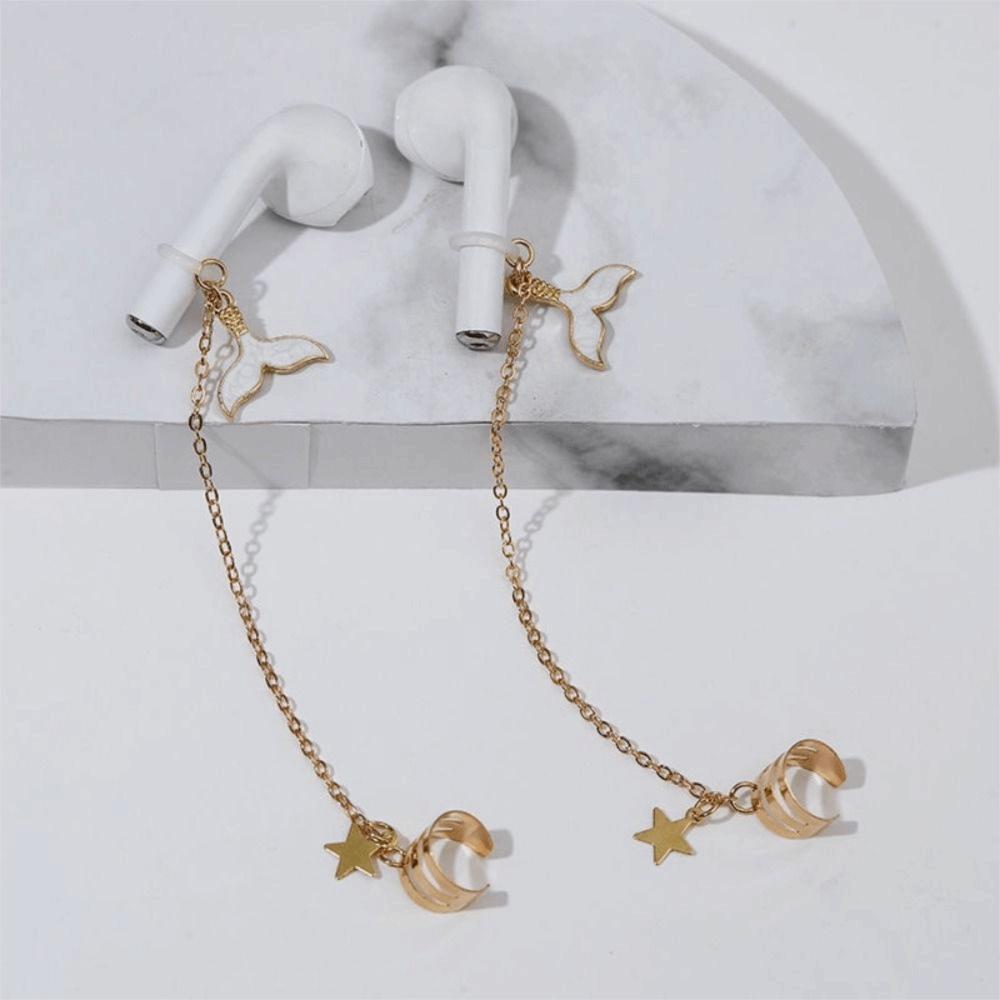 2pcs/pair Ear Decor Anti-lost Ear Clip Star Headphone Chains Anti-Lost Earphone Clip  Best Gifts