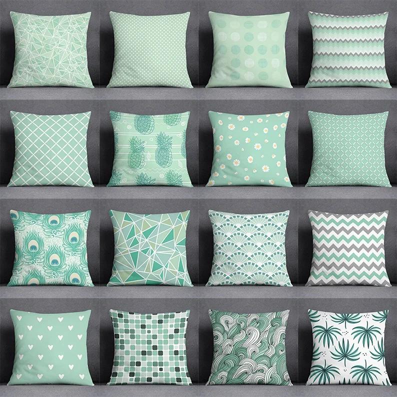 Mint Green Fresh Pillow Gift Home Office Decoration Bedroom Sofa Car Cushion Cover case