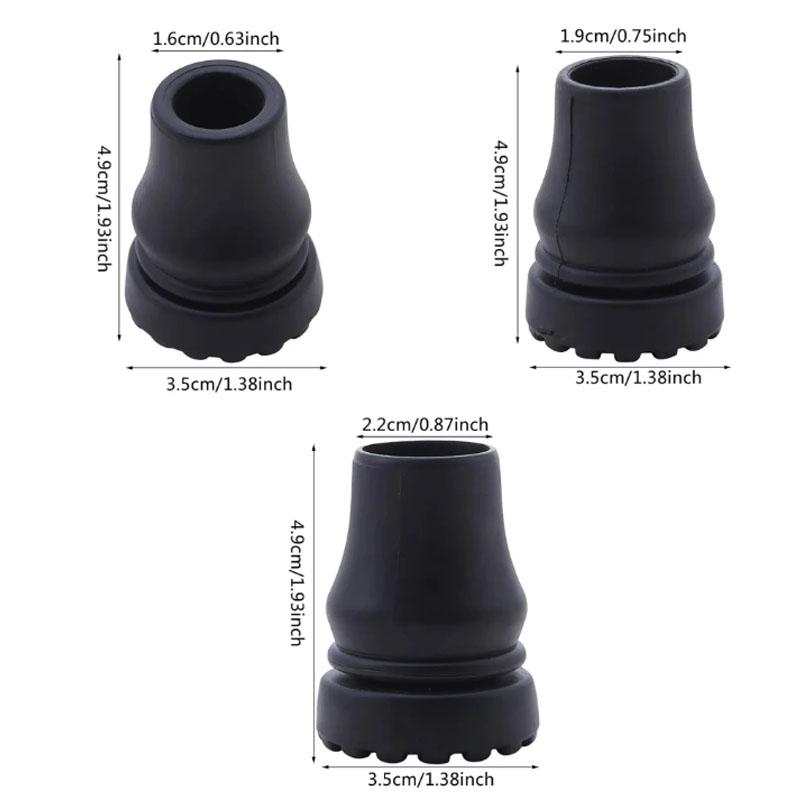 Rubber Pad Cap Non-Slip Walking Stick Crutch Cane Bottom Pads Cover Protector Climbing Hiking Trekking Pole Tip Black 16/19/22mm