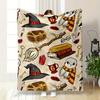 Magic Owl and Wizarding Essentials Patterned blanket, flannel, suitable for all seasons, home decor, warm and cozy