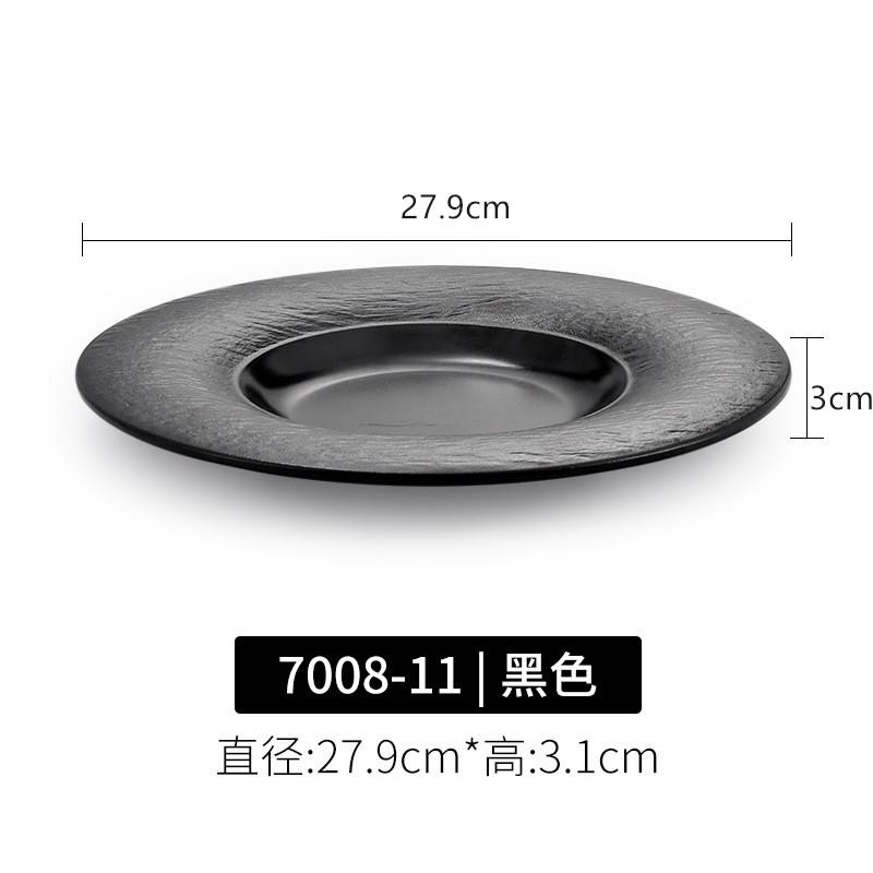 Black Textured Melamine Plates Food Grade Unbreakable Dinner Plates Heat Resistant Salad Dessert Plates Home Kitchen Tableware