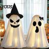 Halloween Ghost Decor Decoration, Indoor Tabletop Standing with Witch Spooky White Ornament Hat/Bow for Mantel Dining Table Party Home