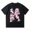 2026 Nuovi Kpop Coreani BP Ragazze Rosa Grafica Harajuku T-shirt Ampia e Comoda Maglietta Pesante in Cotone Moda Donna Top Casual