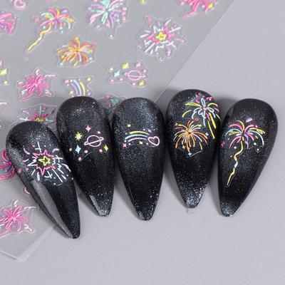 New Year's Nail Stickers Romantic PVC Easy To Apply Long-Lasting Eco-friendly Nail Art Decal Women Accessories