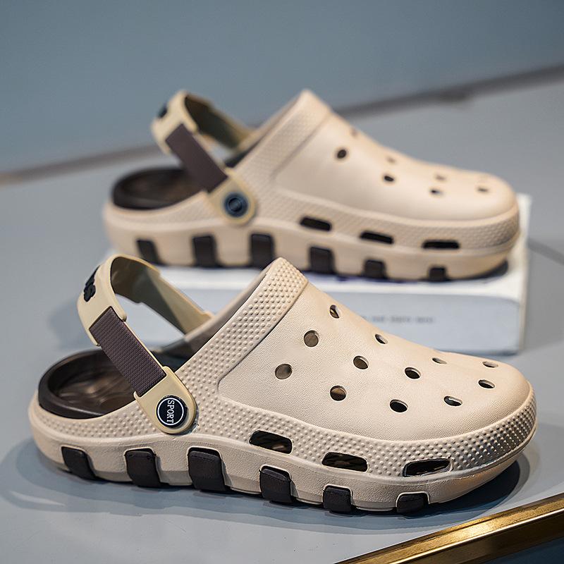 

Пещерная обувь новые парные сандалии мужская пляжная обувь для выхода в свет дорожная обувь повседневная студенческая женская крутые тапочки 45 хаки