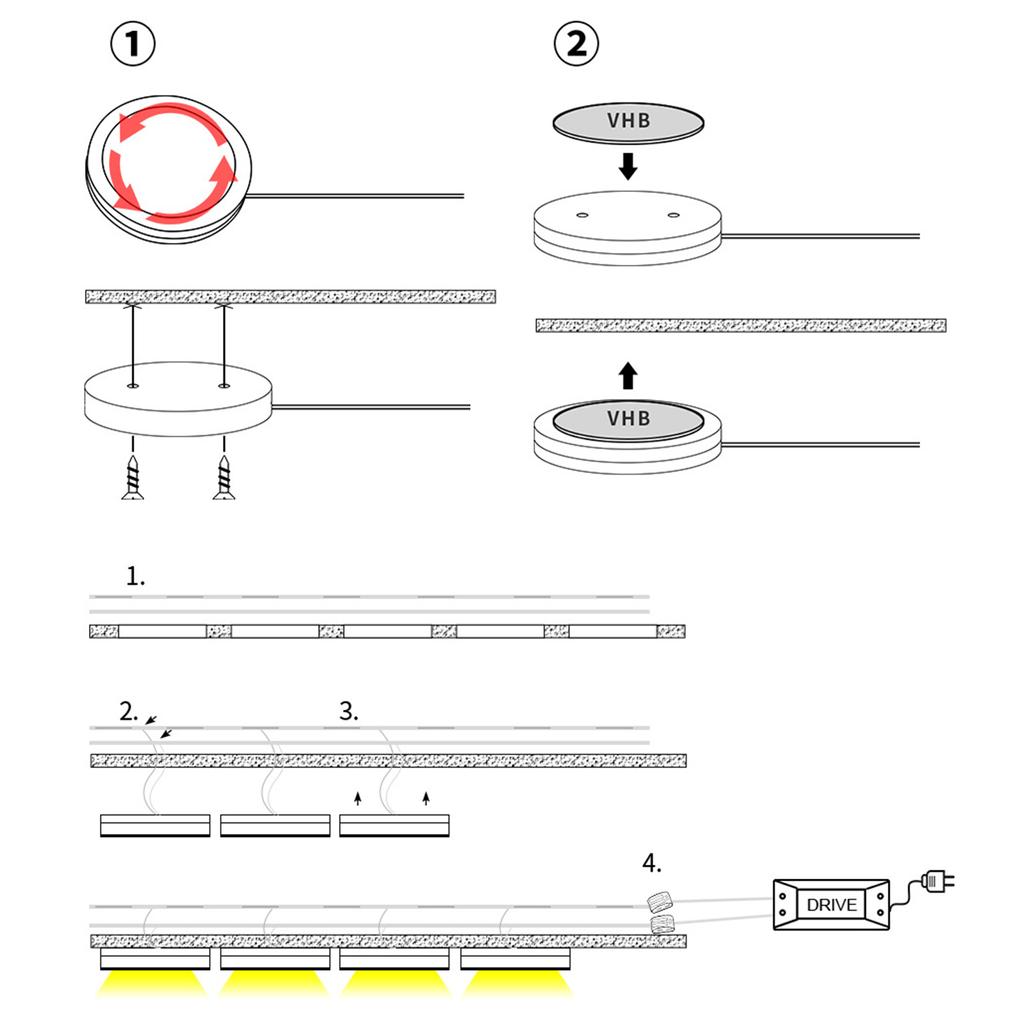 USB Powered 5V3W LED Desk Lamp Round Base LED Under Cabinet Puck Light For Office And Bedroom Use