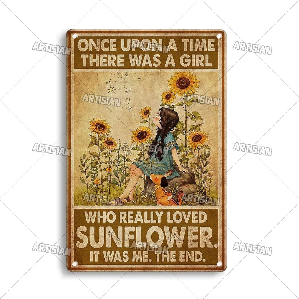 Artisian Gypsy Metal Plate Hippie Tin Plaque GIRL SUNFLOWER Decorative Sign Wall Decor Garage Bar Pub Club Hotel Kitchen Home
