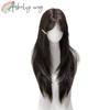Ashely Black Brown Wig for Women Layer Straight Hair Wig with Curtain Bangs Synthetic Wigs High Temperature Fibers for daily use