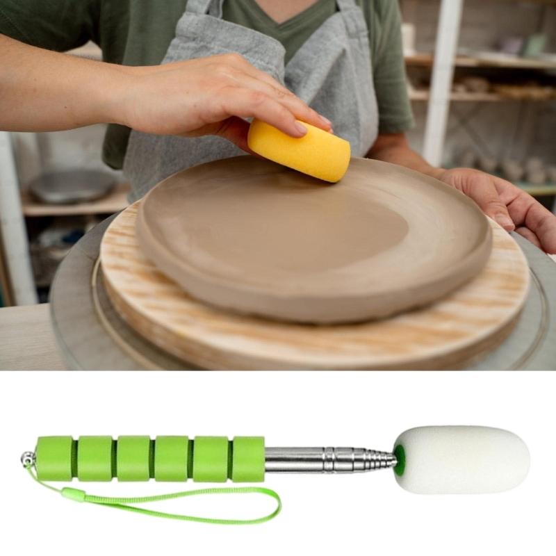 Stainless Steel Telescopic Sponge Absorbers For Ceramic Clay Water Removal Adjustable Cleaning Rod With Ergonomic Handle