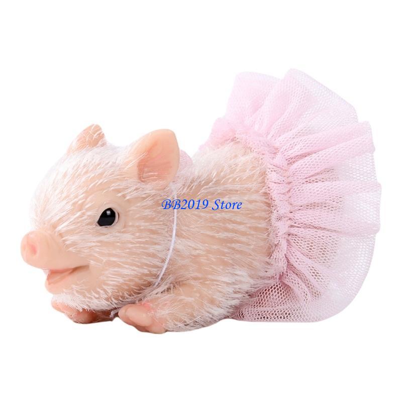 Q0Kb Life Like Pig Toy Silicone Piggy Toy Realistic Porket Dolls For Office Stress Relief Animal Doll Reborns Raise A Pet Toy