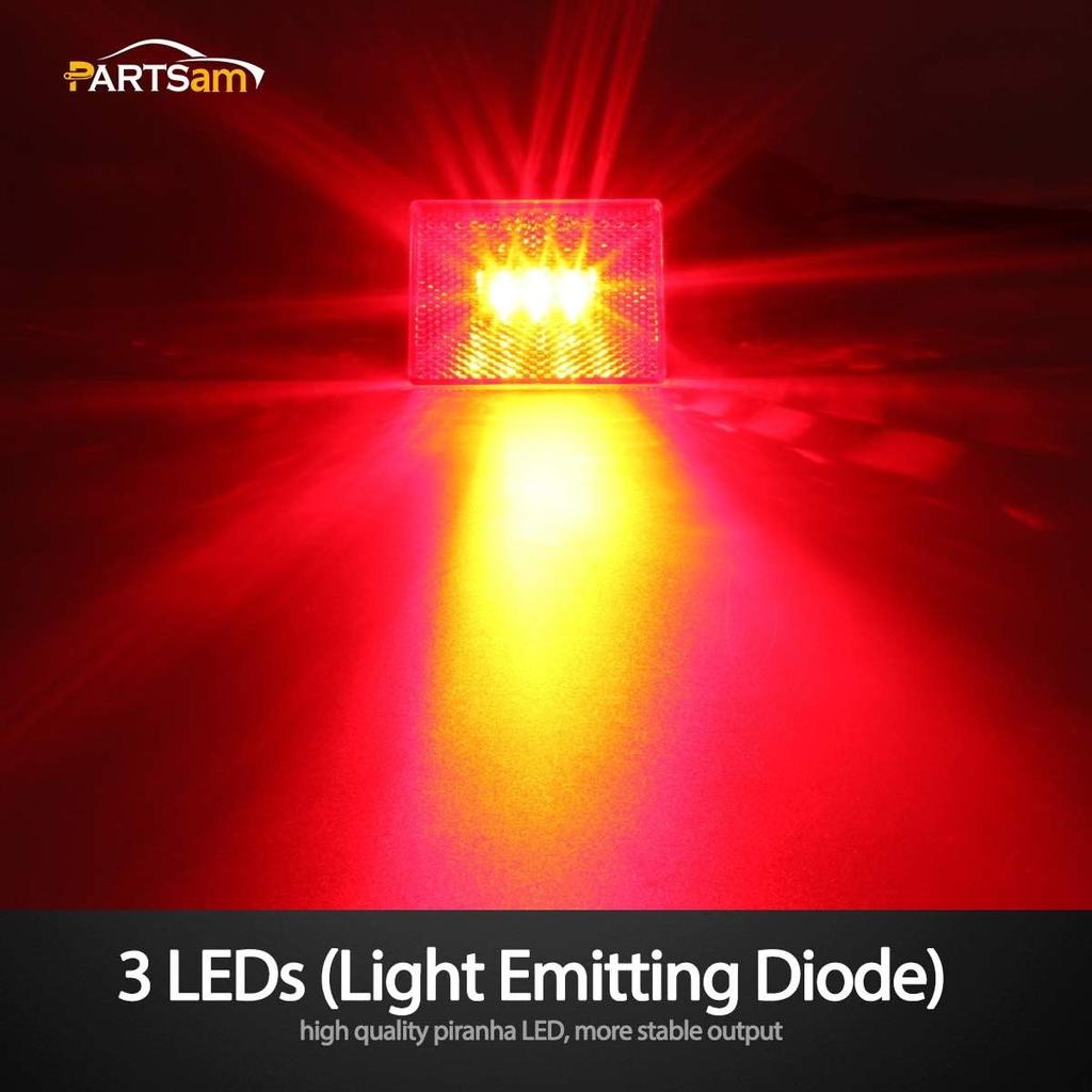 4 Pcs(2Amber 2Red) Square LED Trailer Clearance Side Marker Light with Reflector