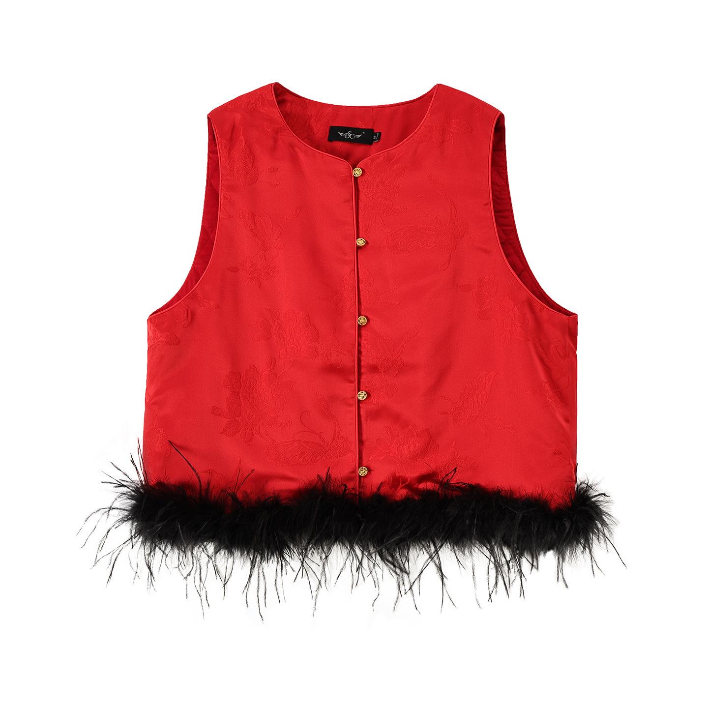 

Zhi Xuan Plus Size Women’s New Chinese Style Red Quilted Vest 2025 - Year of the Horse Winter Layering Top 4XL (190-220 lbs) червоний