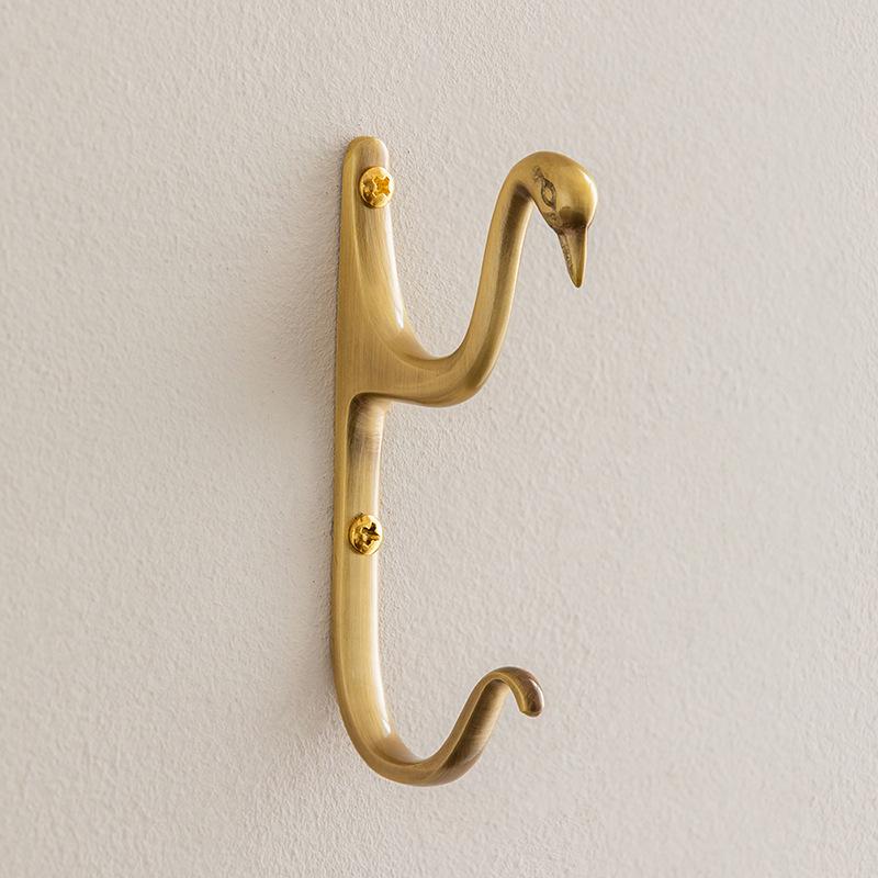 Creative Nordic Swan Brass Coat Hook for Bedroom or Entryway