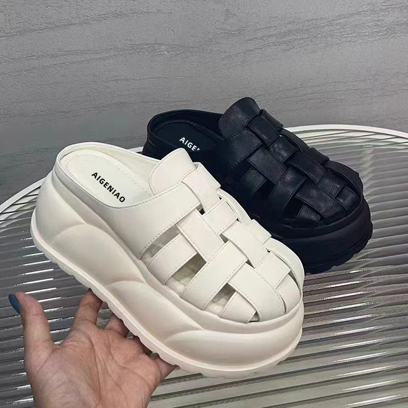 Pantofole basse con punta chiusa da donna, da esterno, nuova moda estiva, sandali da spiaggia