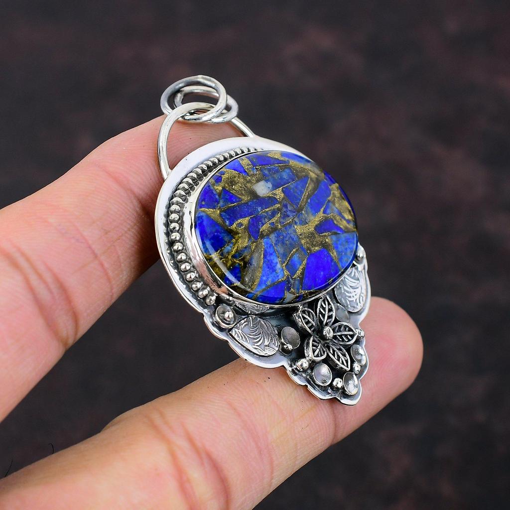 Copper Sodalite Pendant Amazing Gemstone Jewelry 925 Sterling Silver Pendant Handmade Flower Jewelry Elegant Pendant Silver Jewelry For Gift