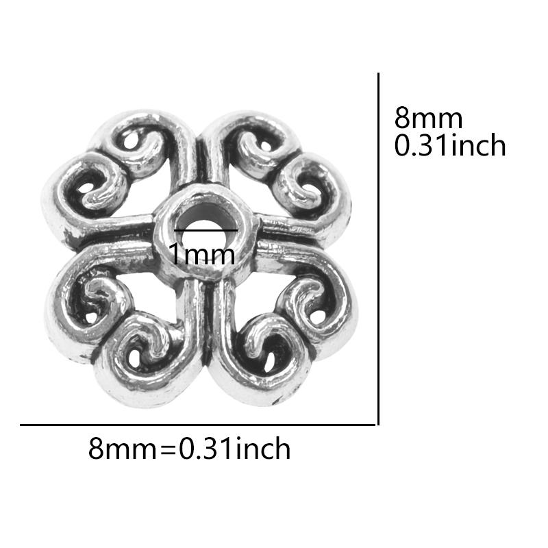 Bouchons de perles en alliage fleurs mélangées pour la fabrication de bijoux Charms Composants pour bijoux DIY Couleur argentée Accessoires vintage faits main