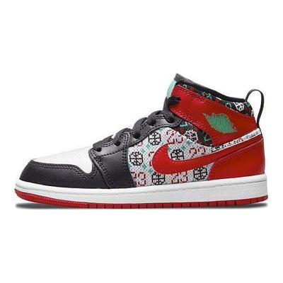 Air 1 Mid SE PS Brzydki Świąteczny Sweter Dziecięce Sneakersy Czerwony Biały Czarny DM1210-150