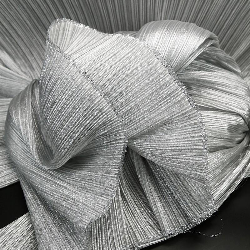 Metallic Pearl Pleated Yarn Fabric for Sculptable Wedding and Stage Floral Design