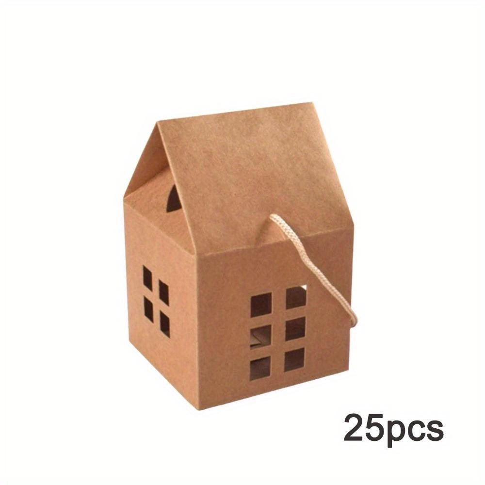 25 Stück Hausförmige Geschenkboxen mit Henkel Kraftpapier Süßigkeitenboxen Hochzeitsgastgeschenk-Boxen Aufbewahrungsboxen Verpackungsboxen Dekoration