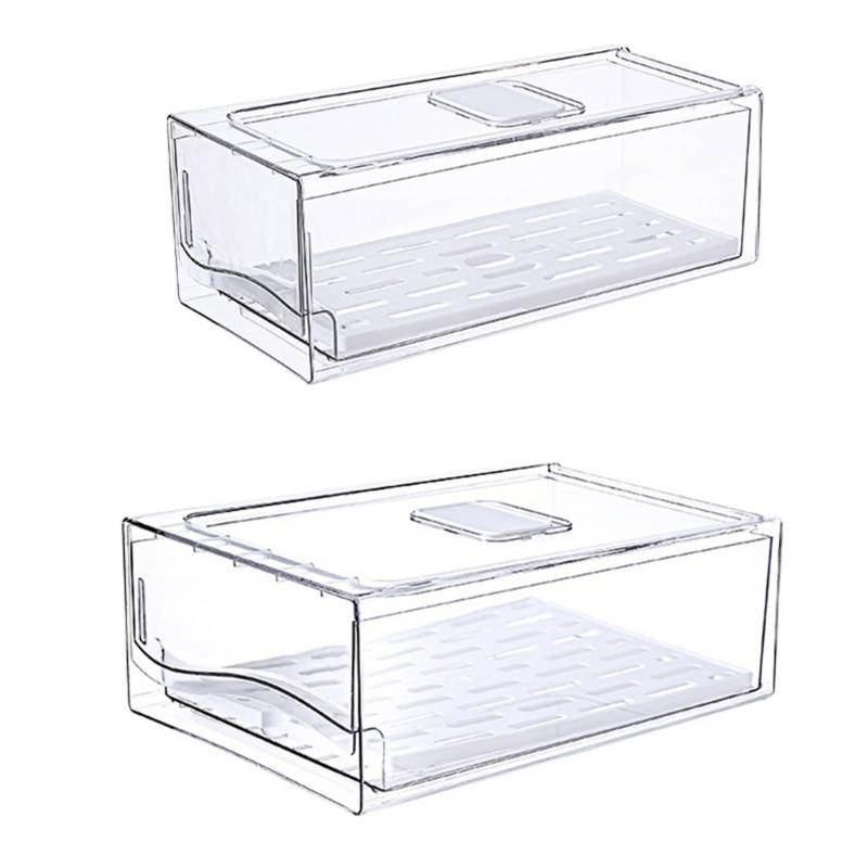 Practical Stackable Kitchen Fridge Organizers Bins Storage Container With Clear Lid for Food Storage Organization