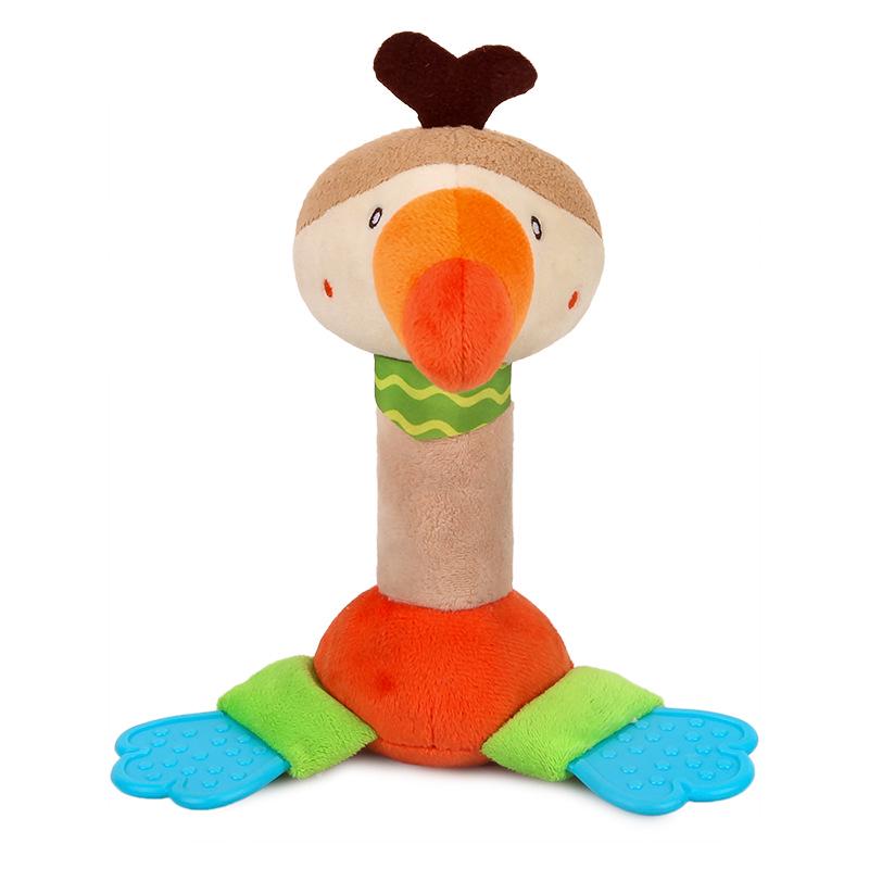 Cute Creative Hand-Crank Baby Grasping Toy with Teether and Bell Plush Rattle