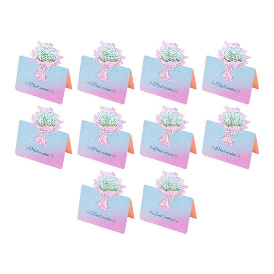 Holiday Blessing Card 10Pcs 3D Bouquet Greeting Card, Thank You Best Wishes Folding Floral Note for Mother's Day Father's