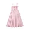 Summer New European and American Style French Romantic Vacation Strap Waist Split Slim Suspender Dress Long Dress