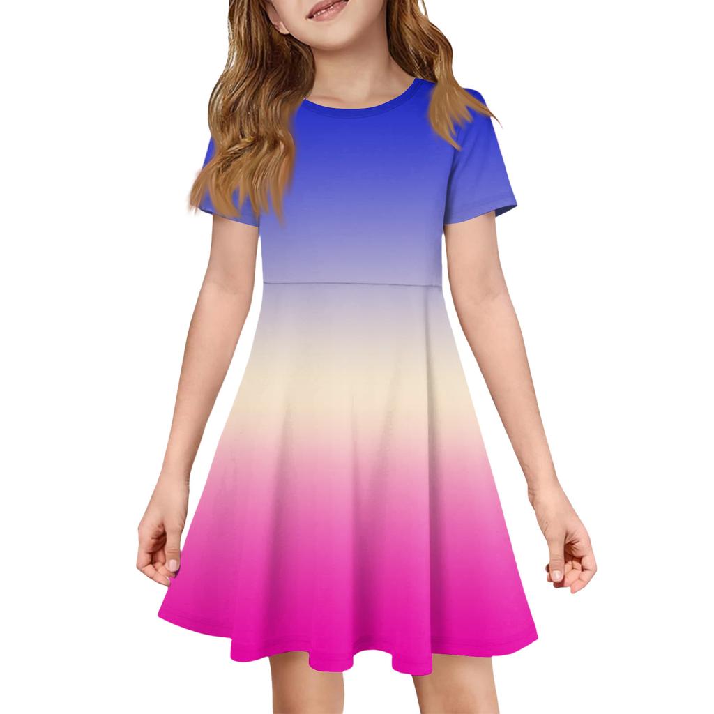 Mädchen Sommerkleid Farbe & Muster Kurzarmkleid Mit Tasche Freizeitkleid Kurze Ärmel Partykleid Ostertag