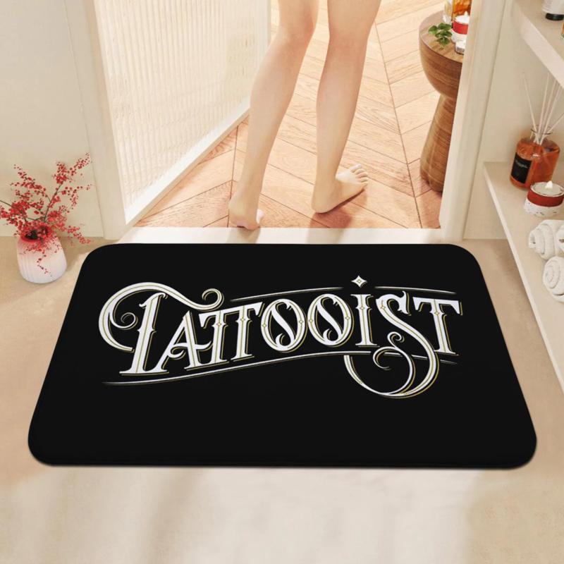 VIKAMA Tattoo Studio Retro Style Doormat Non-Slip Scratch-Resistant Entry Porch Mat Living Room Bedroom Carpet Home Decoration