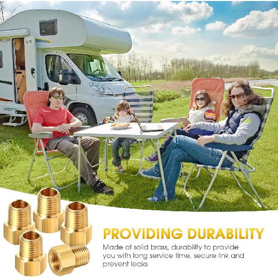 Frienda 1/4 Inch Male NPT X 1/4 Inch Female Inverted Flare Propane Fitting NPT Reducer Brass Female Pipe Adapter Brass Bushing Reducer Threaded Pipe