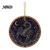 Durable Acrylic Decor 2D Flat Pearl Painting Ornament, Double Sided Zodiac Theme Hanging Gem Valentine Day Gift Art Craft, Rhinestone Beads