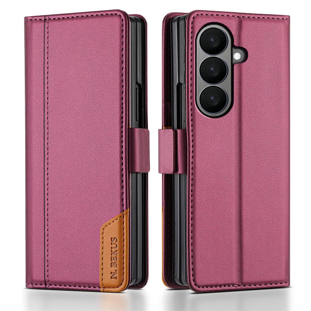 N.BEKUS For Samsung Galaxy Z Fold7 5G Stand Case RFID Blocking PU Leather Wallet Phone Cover