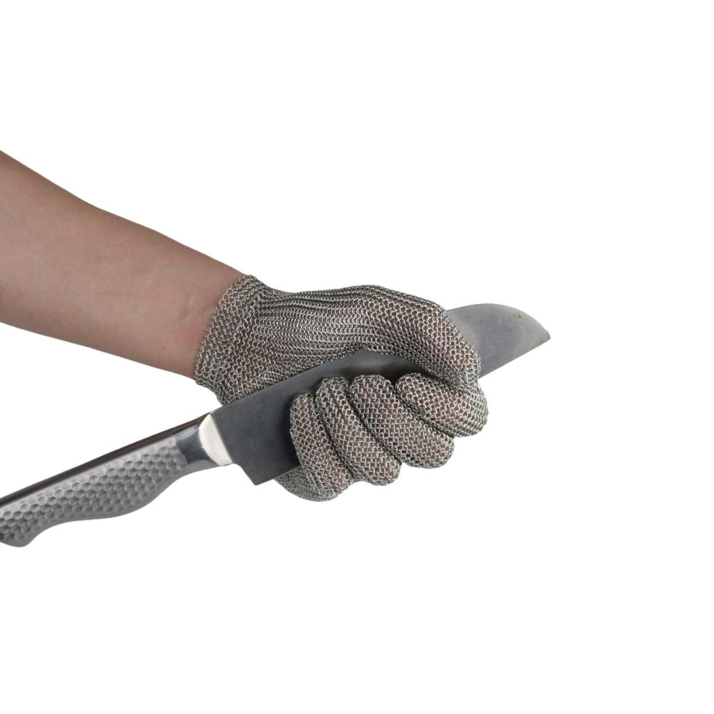 Stainless Steel Wire Mesh Anti-Cut Resistant Food Grade Safety Gloves with Adjustable Wristlet and Anti-Slip EN388/ANSI Cut 5 9