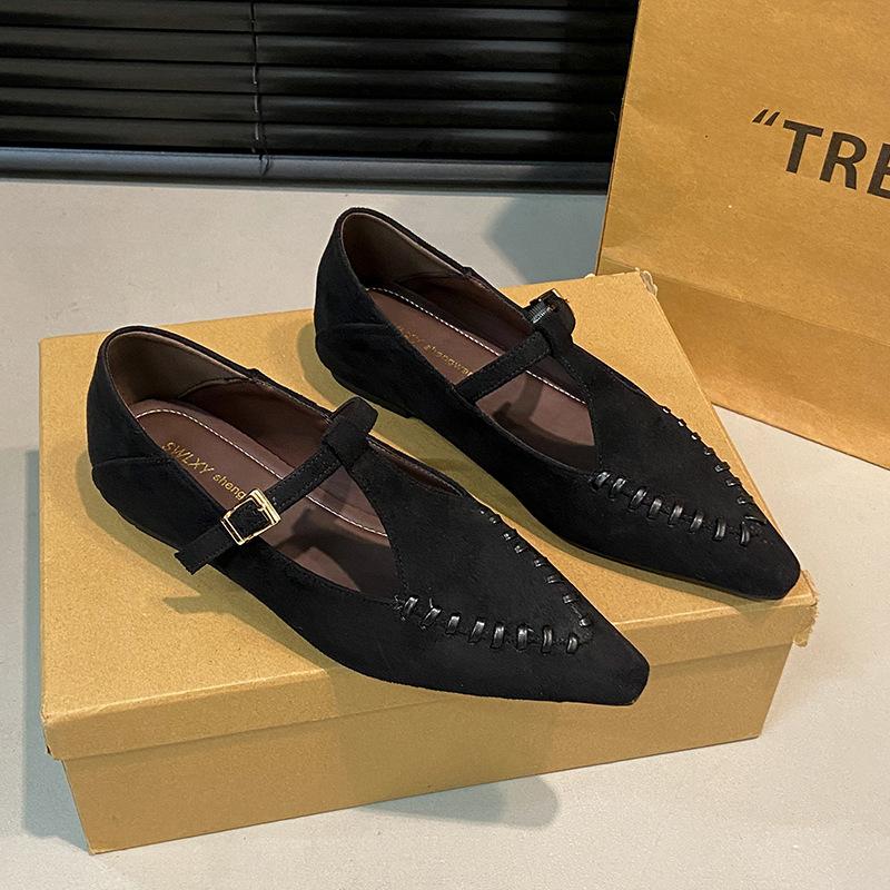 Cowhide version~ pointed Mary Jane shoes 2025 autumn versatile temperament new women's inner height increase single shoes fashionable versatile