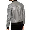 Classic Style Gray Men's Bomber MJacket Real Lambskin Leather Biker Handmade