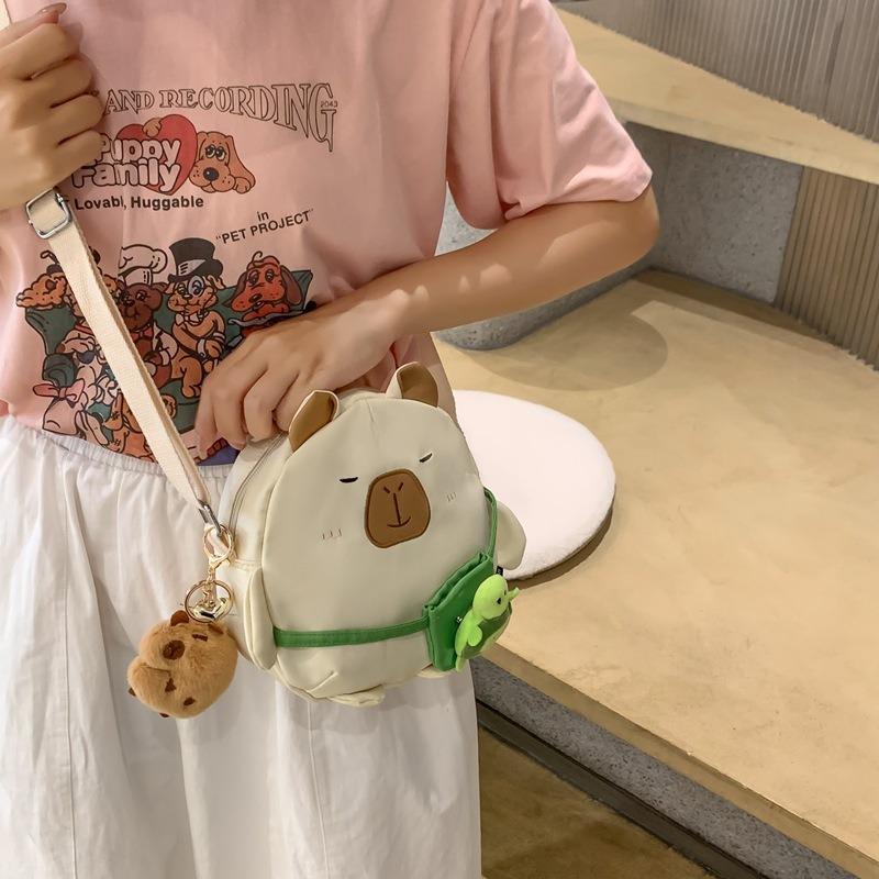 Cute Summer Crossbody Small Backpack Female New Cartoon Funny Capybara Shoulder Bag Personalized Girl Mobile Phone Bag