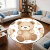 Design of Cute Little Bear Flannel-printed Round Floor Mats Are Slip-resistant Suitable for Room Bedroom Terrace Garden Carpets