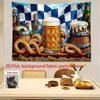 2D Oktoberfest Bier Brezel Banner Blau Weiß Karierte Fahne Kulisse für Party