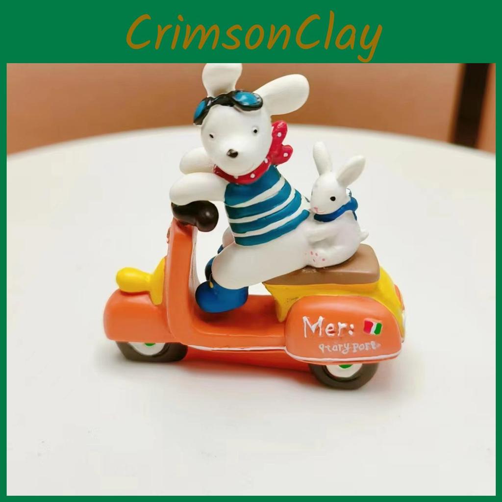 Creative Resin Cartoon Dog Rabbit Desk Ornament Ride Motorcycle For Gift Exchange And Promotion
