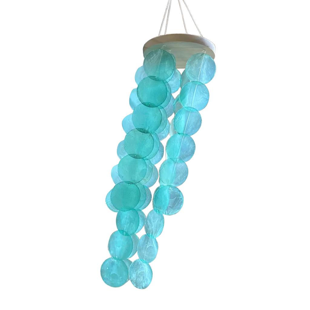 Elegant Colored Capiz Shells Wind Chimes Hanging Pendant for Patio or Garden Decoration Adds Serenity to Any Space