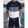 Men's Sports Short Sleeve Top Shorts Set Plus Size Breathable Basketball Sports Clothing Stripe Print T-shirt Shorts 2-piece Set