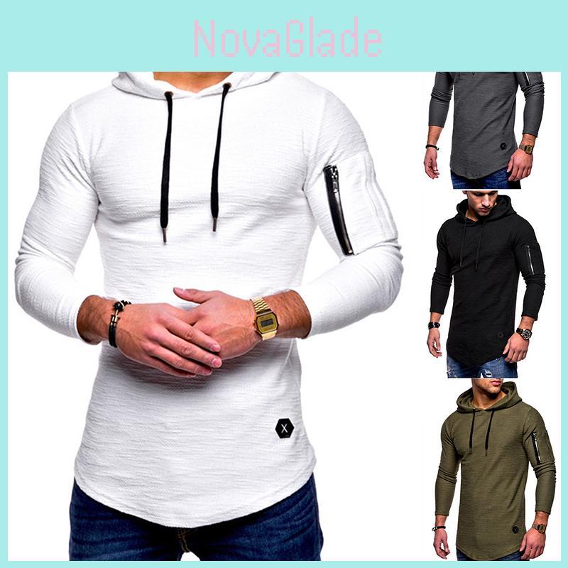 Men's Gym Slim Fit Hoodie With Drawstring And Zippered Arm For Maximum Style