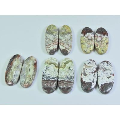 25-27MM Natural Crazy Lace Agate Matched Pair Oval Loose Gemstone 5Pair Lot A-621