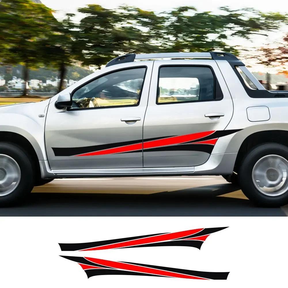 Car Stickers For Renault Duster Oroch Pickup Door Side Skirt Stripes Decals Truck Graphics Vinyl Decor Cover Auto Accessories